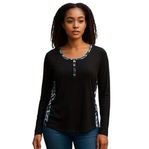 2/$30 White House Black Market Stylish Black and Blue Leopard Print Women's Top